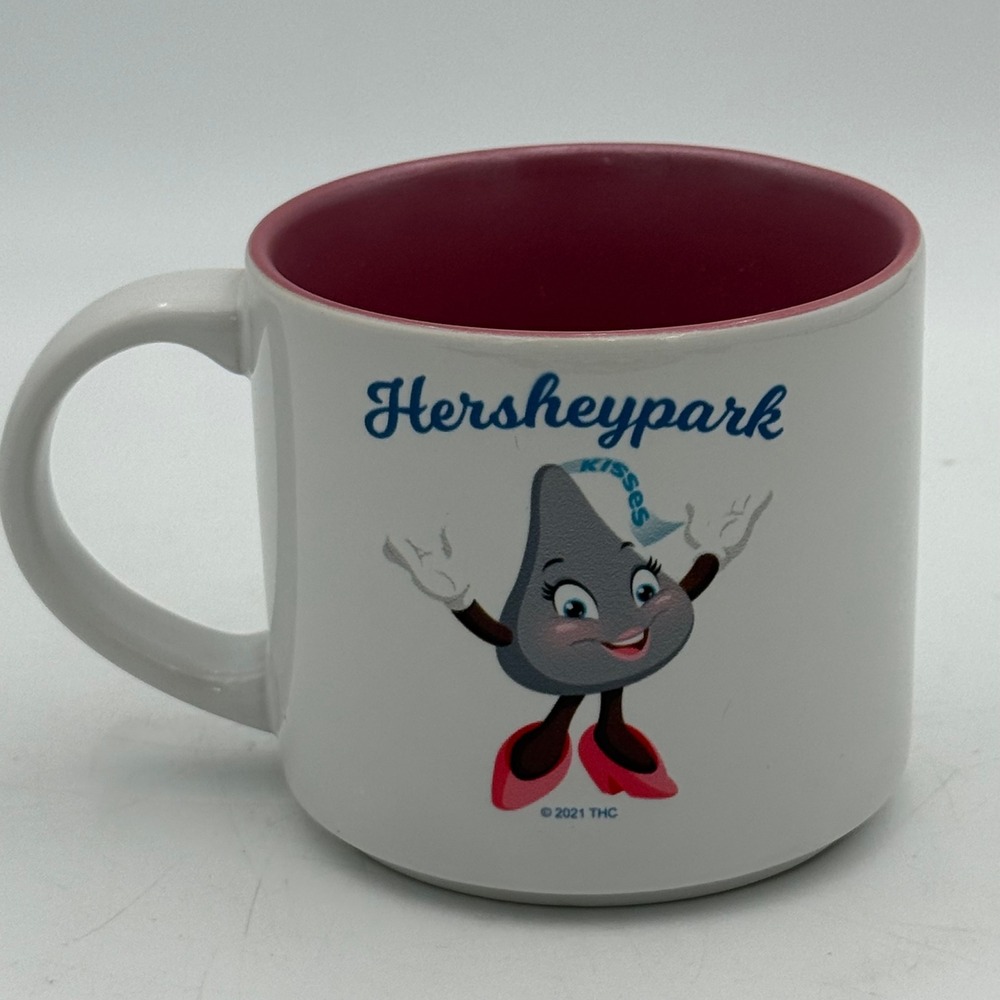 Hersheypark Hershey Kiss Character Two Tone Ceramic Coffee Mug White Pink 3163